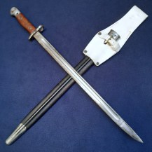 British Lee Enfield 1907 Pattern Bayonet, Chromed with Unusual Reverse Seam Scabbard 1